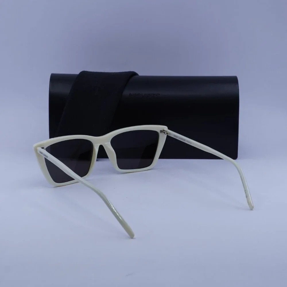Saint Laurent SL737 MICA THIN 005 Cat Eye Sunglasses - Ivory / Black